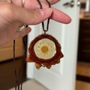 Daisy Flower Pinecone Pendant Necklace